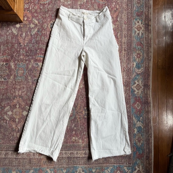 Oat New York Pants - OAT New York 8/29 White Wide-Leg Pants with Raw Hem